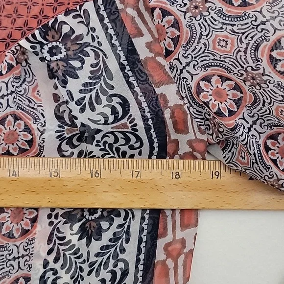 American Rag Orange, Navy & Off White Sheer Boho Print M - Picture 10 of 15